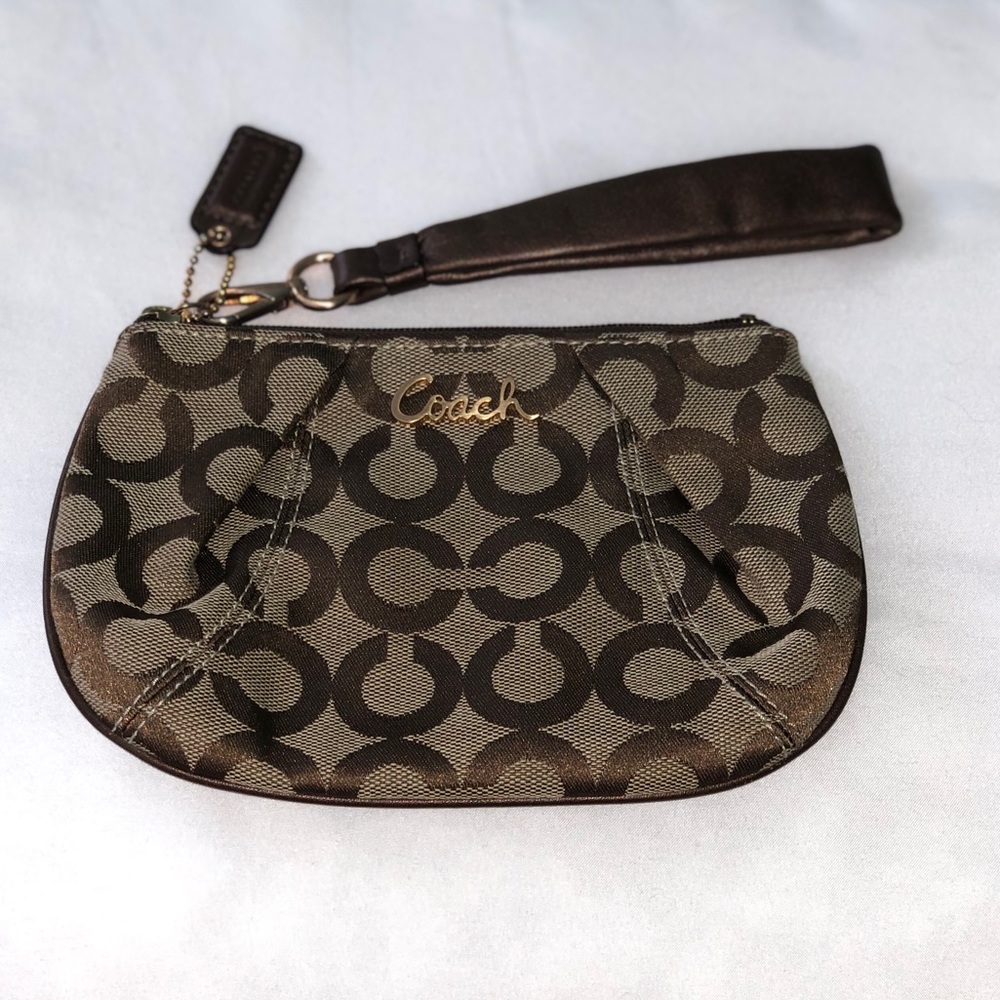 COACH Signature Wristlet. Leather strap